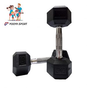 دمبل شش‌ ضلعی 5 کیلوگرمی بسته دو عددی پویا