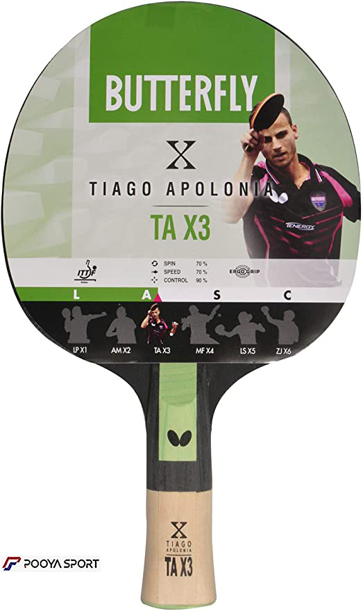 راکت پینگ پنگ باترفلای Tiago Apolonia TA X3 اصل