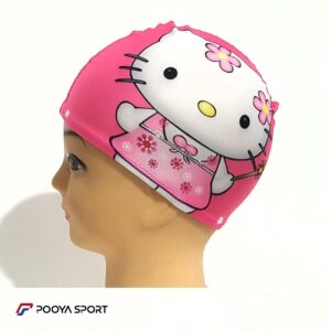 کلاه شنا بچه گانه ضد کلر پارچه ای هلو کیتی Hello Kitty