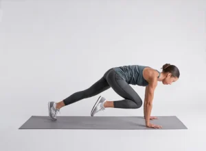 حرکت کوهنورد برای تقویت عضلات مرکزی و شکم به عنوان یکی از حرکات ورزشی با وزن بدن