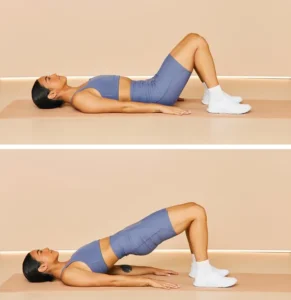 فرم دهی عضلات باسن با انجام حرکت پل باسن روی بندهای ورزشی TRX