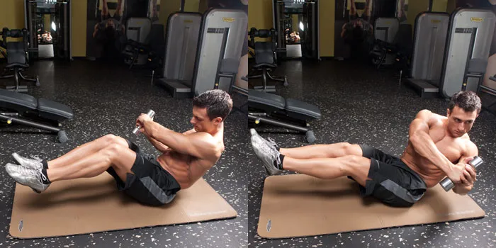 ورزش برای شکم و پهلو با حرکت چرخش روسی برای ساختن سیکس پک