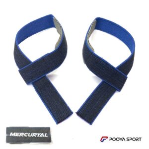 MERCURYAL Black-Blue Padded Lifting Straps – بند لیفت حرفه‌ای محافظ مچ