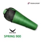نمای نزدیک پارچه و دوخت کیسه خواب SnowHawk SPRING 900 رنگ سبز