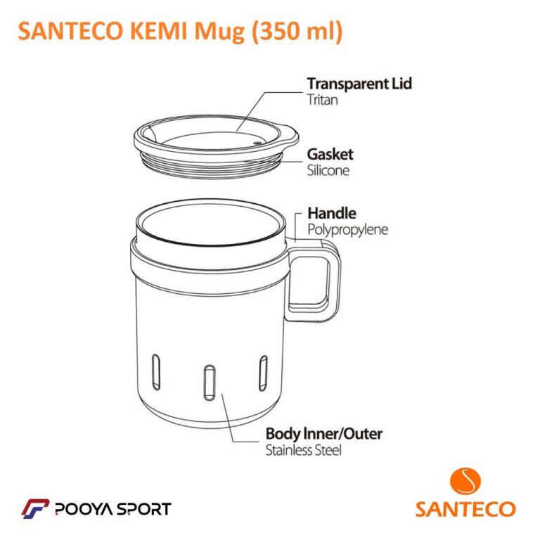 ماگ دو جداره استیل سانتکو اصل Santeco Kemi 350 ml
